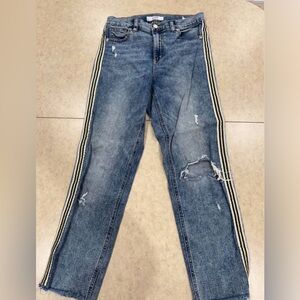 Dynamite Gisele Distressed Blue Jeans with Striped Sides